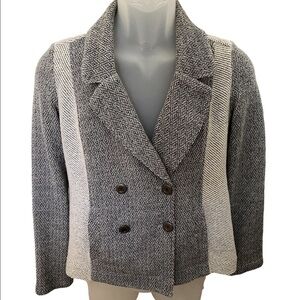 beige, Brown & Black Double Breasted Cardigan Sweater Women XS